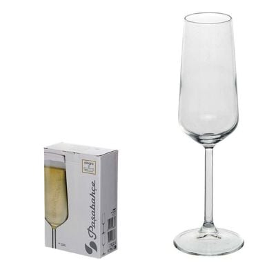 Pasabahce 2-Piece Allegra Champagne Flute Set, 195 ml, 226 mm Height, 45 mm Diamater, Clear