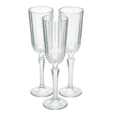 3-Piece Diony Champagne Flute Set, 125 ml, 207 mm Height, 57 mm Diameter, Clear