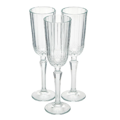 Pasabahce 3-Piece Diony Champagne Flute Set, 125 ml, 207 mm Height, 57 mm Diameter, Clear