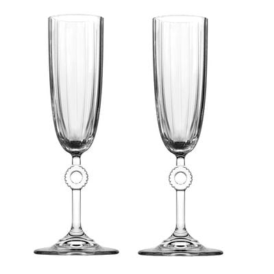 2-Piece Amore Champagne Flute Set, 150 ml, 208 mm Height, 51 mm Diameter, Clear