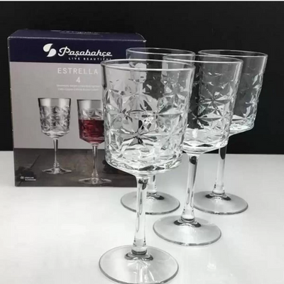 4-Piece Estrella Red Wine Coupe Set, 330 ml, 205 mm Height, 86.5 mm Diameter, Clear