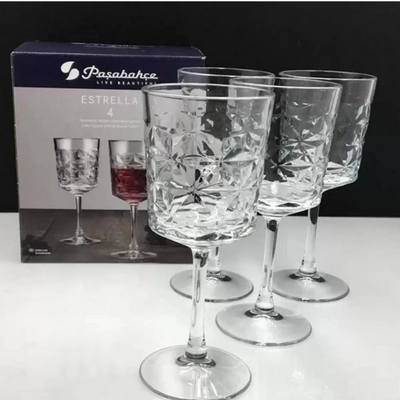 Pasabahce 4-Piece Estrella Red Wine Coupe Set, 330 ml, 205 mm Height, 86.5 mm Diameter, Clear