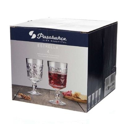 Pasabahce 4-Piece Estrella Red Wine Coupe Set, 330 ml, 160 mm Height, 86.5 mm Diameter, Clear