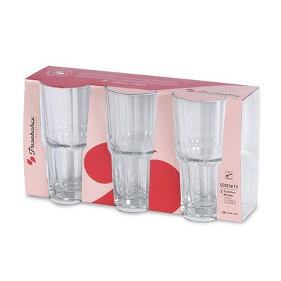 3-Piece Serenity Long Drink Glass Set, 375 ml, 150 mm Height, 82 mm Diameter, Clear