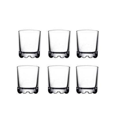 6-Piece Karaman Whisky Tumbler, 250 ml, 92 mm Height, 77 mm Diameter, Clear 