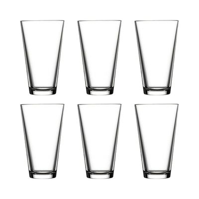 6-Piece City Long Drink Tumbler, 340 ml, 135 mm Height, 82 mm Diameter, Clear 