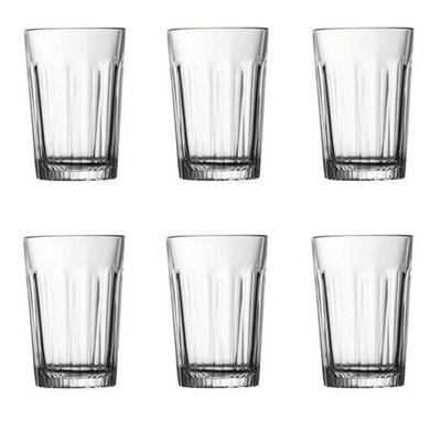 Pasabahce 6-Piece Palaks Tumbler, 200 ml, 100 mm Height, 67.5 mm Diameter, Fully Tempered Clear 