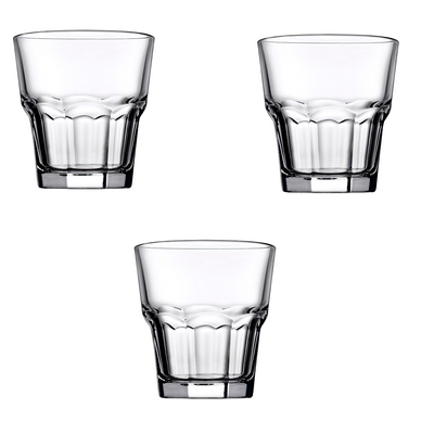 3-Piece Casablanca Whisky Glass Set, 245 ml, 89 mm Height, 84 mm Diameter, Fully Tempered, Clear