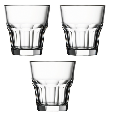 3-Piece Casablanca Whisky Glass Set, 265 ml, 91.5 mm Height, 86 mm Diameter, Fully Tempered, Clear