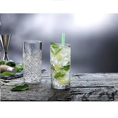 4-Piece Timeless Long Drink Tumbler, 450 ml, 160.5 mm Height, 77.5 mm Diameter, Clear