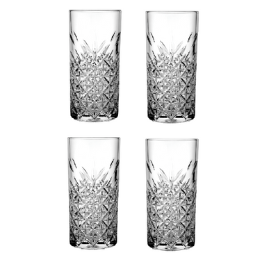 4-Piece Timeless Long Drink Tumbler, 450 ml, 160.5 mm Height, 77.5 mm Diameter, Clear