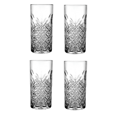 Pasabahce 4-Piece Timeless Long Drink Tumbler, 450 ml, 160.5 mm Height, 77.5 mm Diameter, Clear