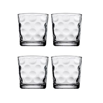 4-Piece Space Whisky Tumbler, 240 ml, 88 mm Height, 78 mm Diameter, Clear 