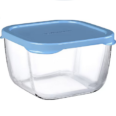 Snowbox Glass Food Container, 760 ml, Blue Lid, 69 mm Height, 130 mm 