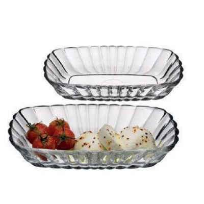 2-Piece Mezze Glass Service Plate, 157x101 mm, 30 mm Height