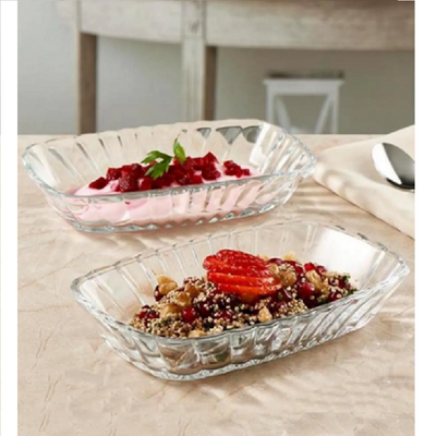 2-Piece Mezze Glass Service Plate, 157x101 mm, 30 mm Height