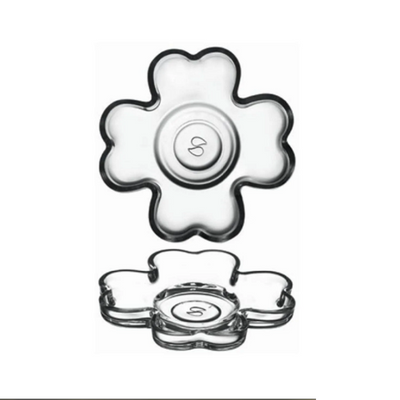 Pasabahce 6-Piece Yonca Tea Plate Set, 4-Leaf Clover Shape, 110 mm Diameter, 18.5 mm Height