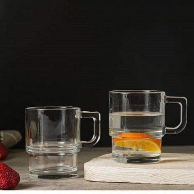 Pasabahce 2-Piece Hill Glass Mug Set, 320 ml