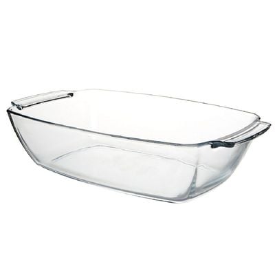 Pasabahce Borcam Rectangular Deep Glass Baking Tray, 4420 ml Capacity, 90 mm Height,  233x380 mm Diameter, Clear