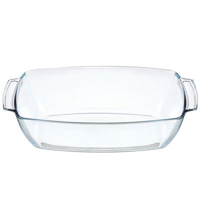 Borcam Rectangular Deep Glass Baking Tray, 4420 ml Capacity, 90 mm Height,  233x380 mm Diameter, Clear