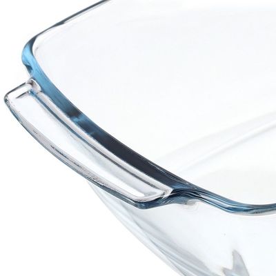 Borcam Rectangular Deep Glass Baking Tray, 4420 ml Capacity, 90 mm Height,  233x380 mm Diameter, Clear