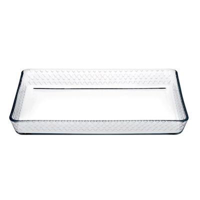 Borcam Rectangular Glass Baking Tray, 2850 ml Capacity, 45 mm Height, 370x240 mm Diameter, Clear