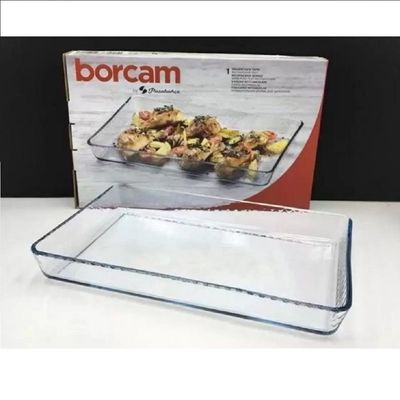 Borcam Rectangular Glass Baking Tray, 2850 ml Capacity, 45 mm Height, 370x240 mm Diameter, Clear