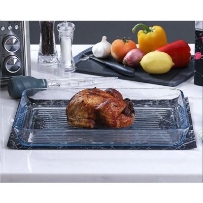 Borcam Grill Rectangular Glass Baking Tray, 3850 ml Capacity, 50 mm Height, 400x270 mm Diameter, Clear