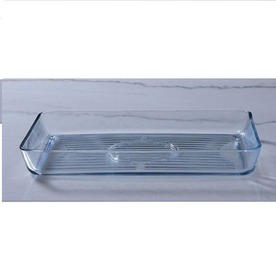 Borcam Grill Rectangular Glass Baking Tray, 3850 ml Capacity, 50 mm Height, 400x270 mm Diameter, Clear