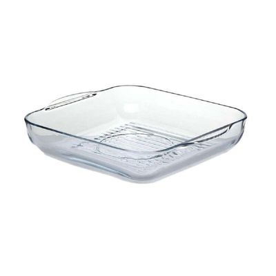 Borcam Grill Square Glass Baking Tray, 3250 ml Capacity, 60 mm Height, 317,5x282,5 mm Diameter, Clear