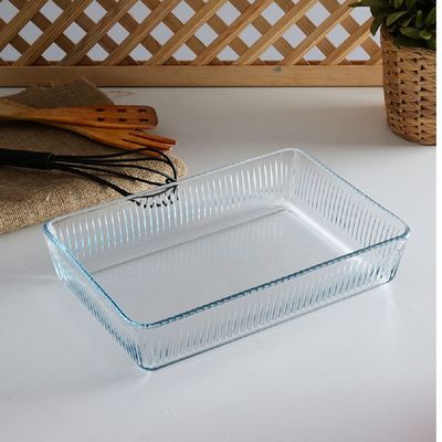 Borcam Rectangular Glass Baking Tray, 3000 ml Capacity, 64 mm Height, 306x209 mm Diameter, Clear