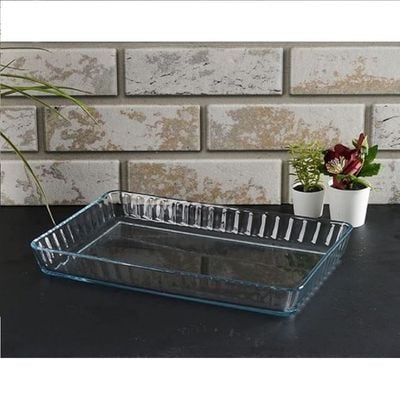 Borcam Rectangular Glass Baking Tray, 2850 ml Capacity, 45 mm Height, 370x240 mm Diameter, Clear