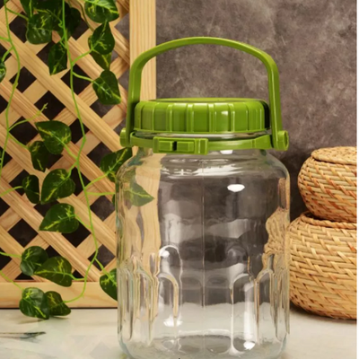 Harvest Glass Jar, 3 lt, Green Lid, 234 mm Height