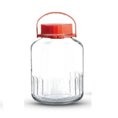 Pasabahce Harvest Glass Jar, 4 lt, Red Lid, 270 mm Height