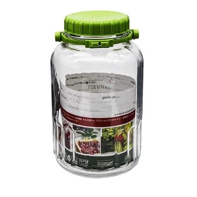 Harvest Glass Jar, 8 lt, Green Lid, 325 mm Height