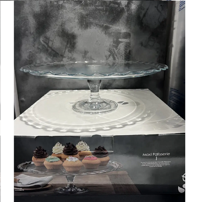 Maxi Patisserie Footed Glass Serving Plate, 370 mm Diameter, 117 mm Height