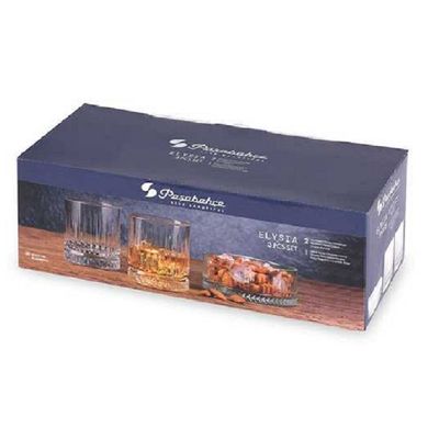 Pasabahce 3-Piece Elysia Whisky Gift Set, 2 Piece Glass 355 ml & 1 Piece Bowl 510 ml, Clear