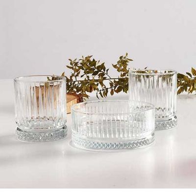 3-Piece Elysia Whisky Gift Set, 2 Piece Glass 355 ml & 1 Piece Bowl 510 ml, Clear