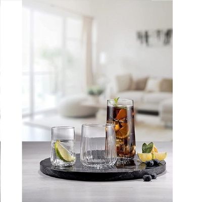 18-Piece Nova Tumbler Set, 6 Piece Long Drink Glass 360 ml, 6-Piece Whisky Glass 315 ml, 6-Piece Liqueur Glass 135 ml, Clear