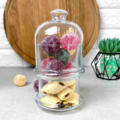 Pasabahce 2-Layer Villa Patisserie Glass Service Bowl & Dome, 2x230 ml,  160 mm Height, 76 mm Diameter