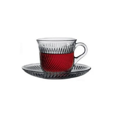 Pasabahce 12-Piece Marmara Cup & Saucer Set, 6-Piece Cup 175 ml & 6-Piece Plate