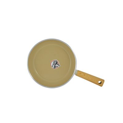 Swiss Crystal High Quality Ceramic Coating Non-Stick Frypan - 20cm - Natural Wood Handle - Beige