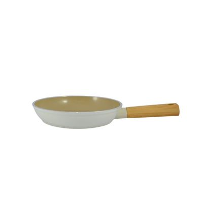 Swiss Crystal High Quality Ceramic Coating Non-Stick Frypan - 20cm - Natural Wood Handle - Beige