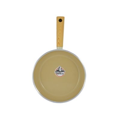 Swiss Crystal High Quality Ceramic Coating Non-Stick Frypan - 20cm - Natural Wood Handle - Beige