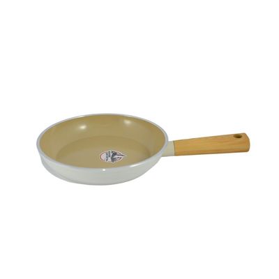 Swiss Crystal High Quality Ceramic Coating Non-Stick Frypan - 20cm - Natural Wood Handle - Beige