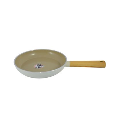 Swiss Crystal High Quality Ceramic Coating Non-Stick Frypan - 22cm - Natural Wood Handle - Beige