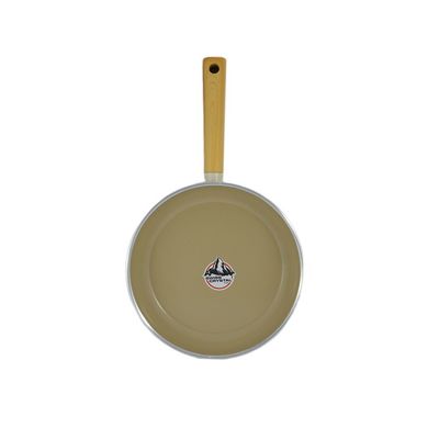 Swiss Crystal High Quality Ceramic Coating Non-Stick Frypan - 22cm - Natural Wood Handle - Beige