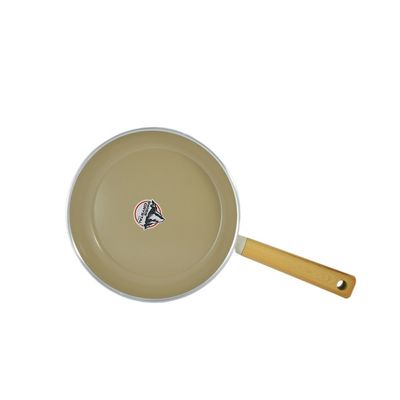 Swiss Crystal High Quality Ceramic Coating Non-Stick Frypan - 22cm - Natural Wood Handle - Beige