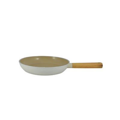 Swiss Crystal High Quality Ceramic Coating Non-Stick Frypan - 24cm - Natural Wood Handle - Beige