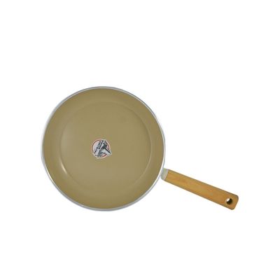 Swiss Crystal High Quality Ceramic Coating Non-Stick Frypan - 24cm - Natural Wood Handle - Beige